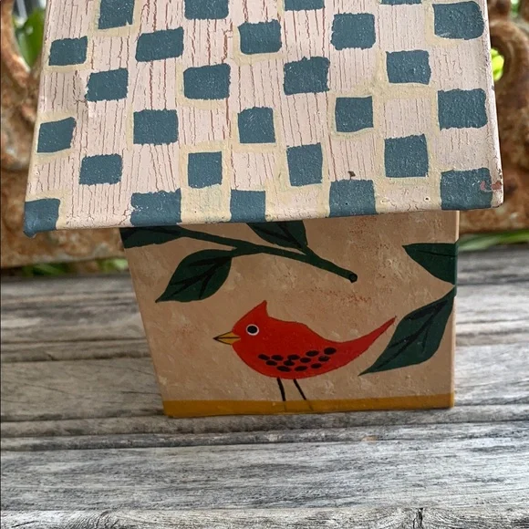 Rustic Tan Birdhouse with Green Foliage Accents - Picture 4 of 9